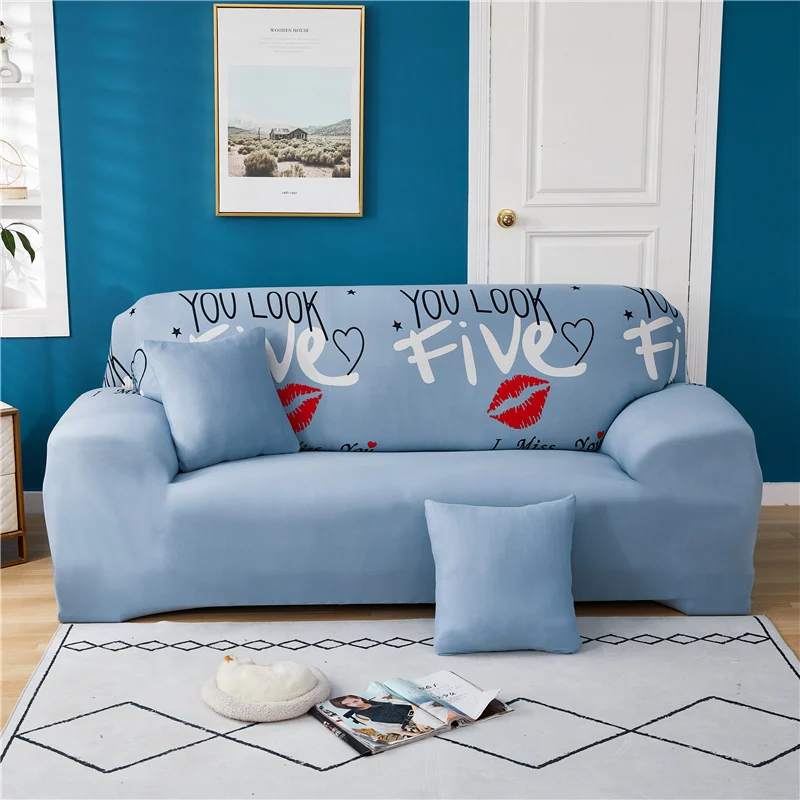 

1/2/3/4seats Red Lips Sofa Cover For Living Room Funda Sofa All-inclusive Polyester Modern Elastic Corner Couch Slipcover 45004