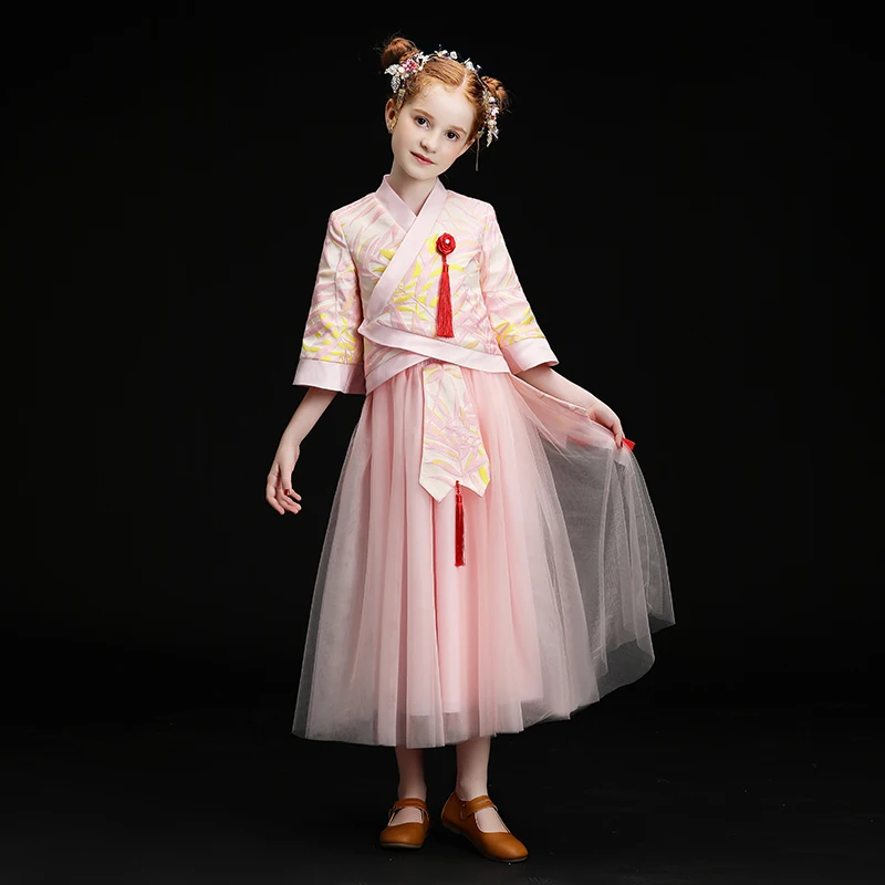 

Baby Child Dress Princess Dress Girl Catwalk Chinese Hanfu Little Girl Chinese Style Cheongsam Guzheng Costume Girl's Clothing