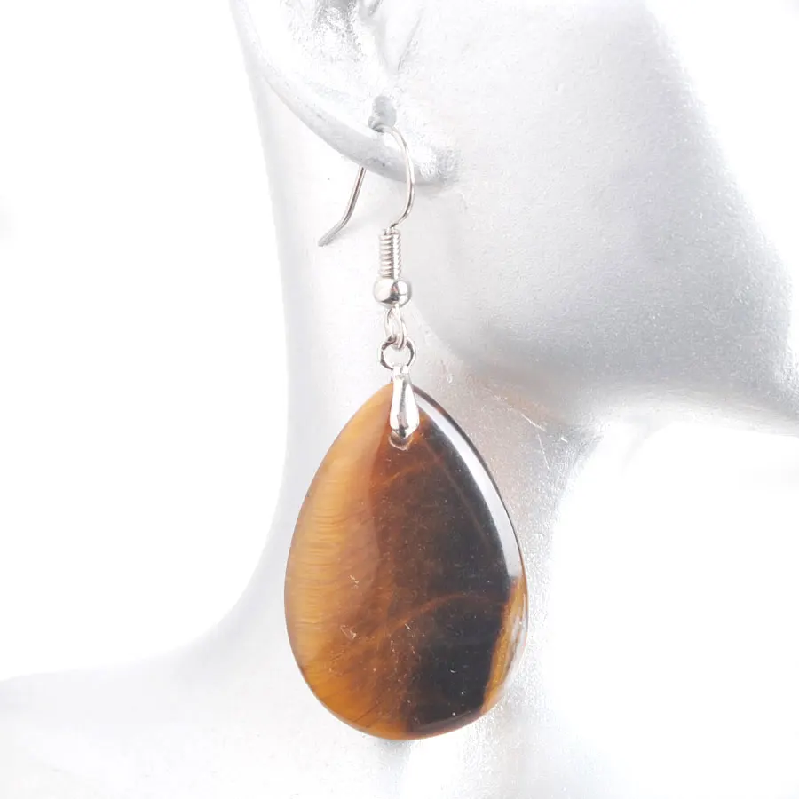 

WOJIAER Indian Tribal Natural Stone Water Drop Dangle Earrings for Women Tigers Eye Unique Ear Womens Jewelry PV9066