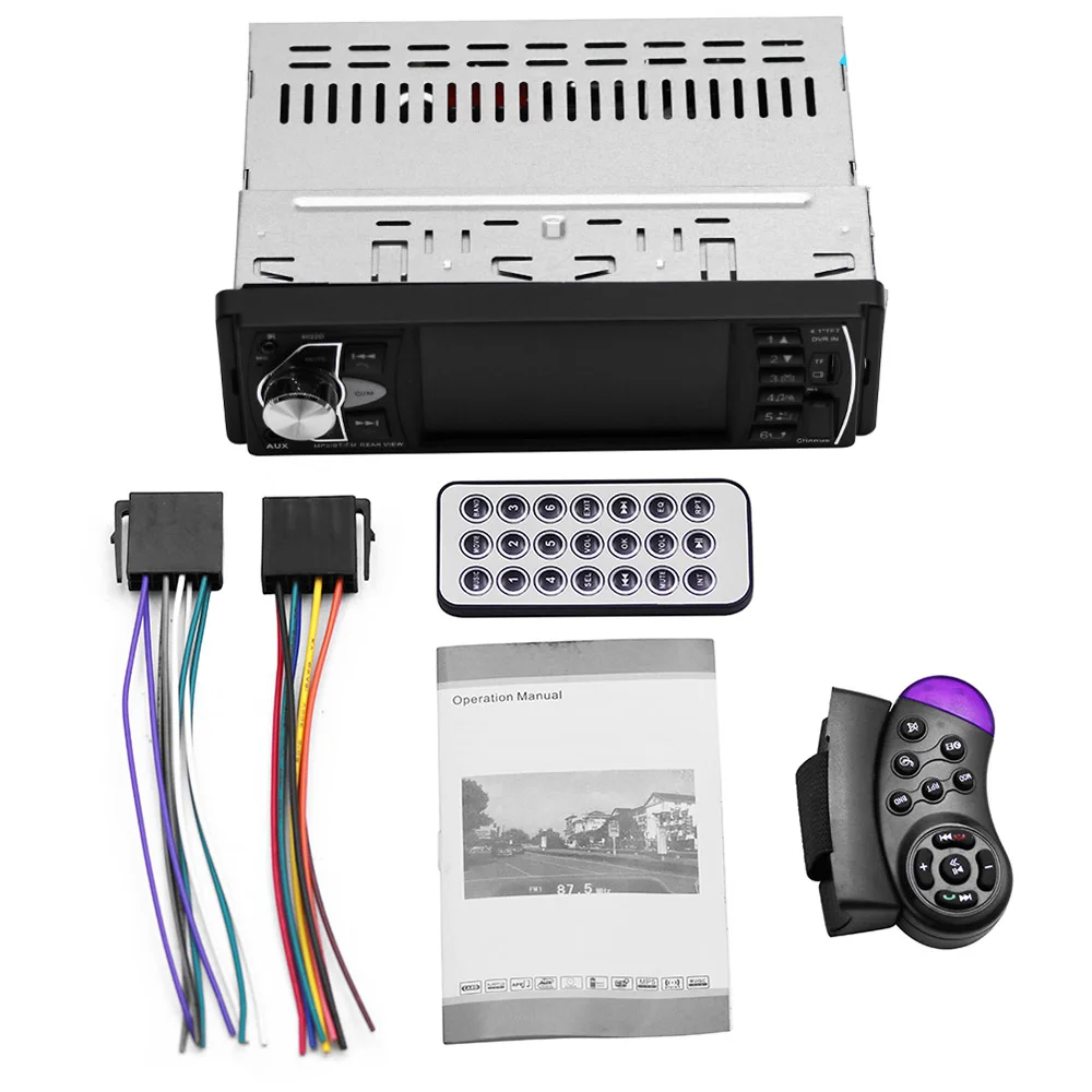 Car Audio 1 din Bluetooth Handsfree Radio 4.1&quotinch HD Autoraido large Screen USB/AUX Steering Wheel Control Video Playback | Автомобили