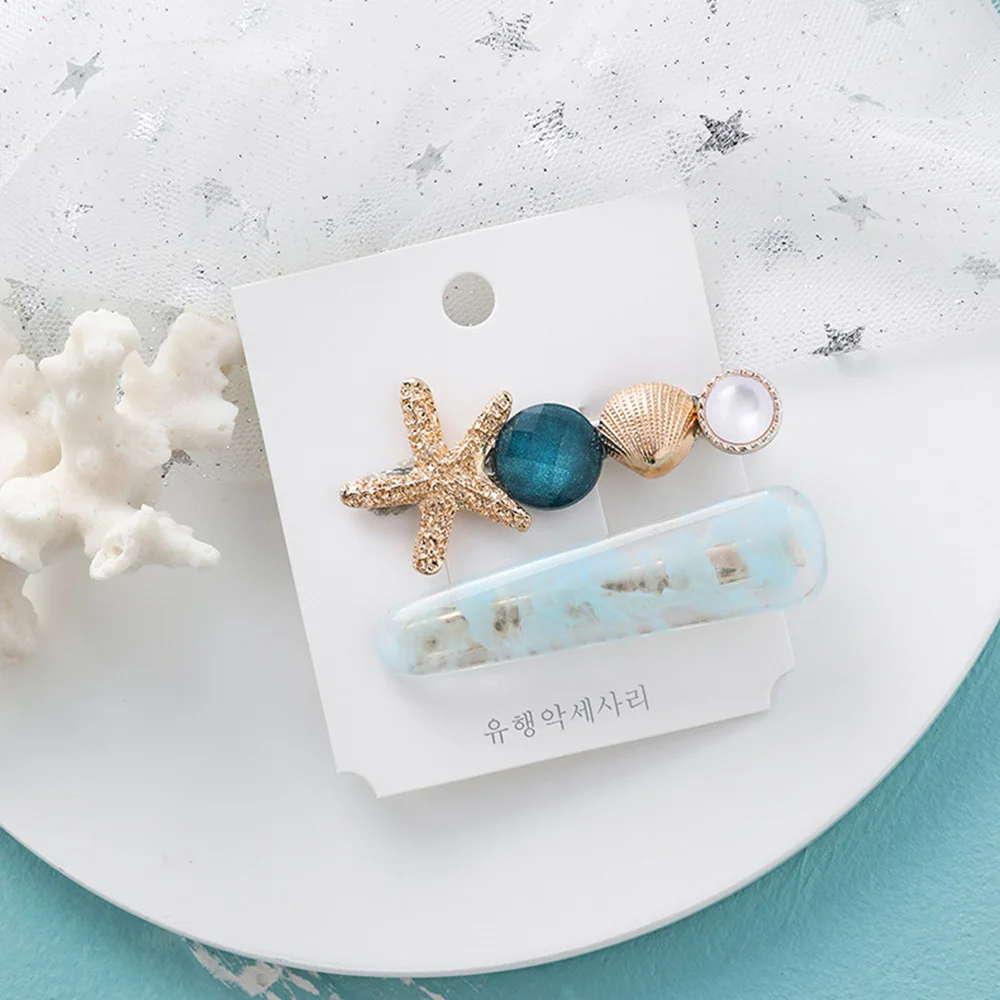 

2019 New Fashion Pearl Barrettes Starfish Hair Grip Shell Hairpin Hair Clip Set Hair Accessories for Women Girls Wedding Gift