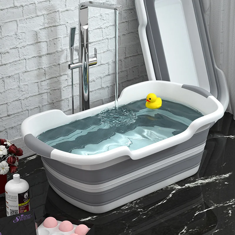 Foldable silicone baby bathtub, non slip bathtub, laptop, pet, cat and dog