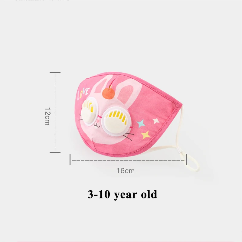 

Age 3-10 Kids Mask Cartoon Bear Cotton Dustproof Mouth Mask with Breathing Valve PM2.5 Filters Windproof Face Mask Mascarillas