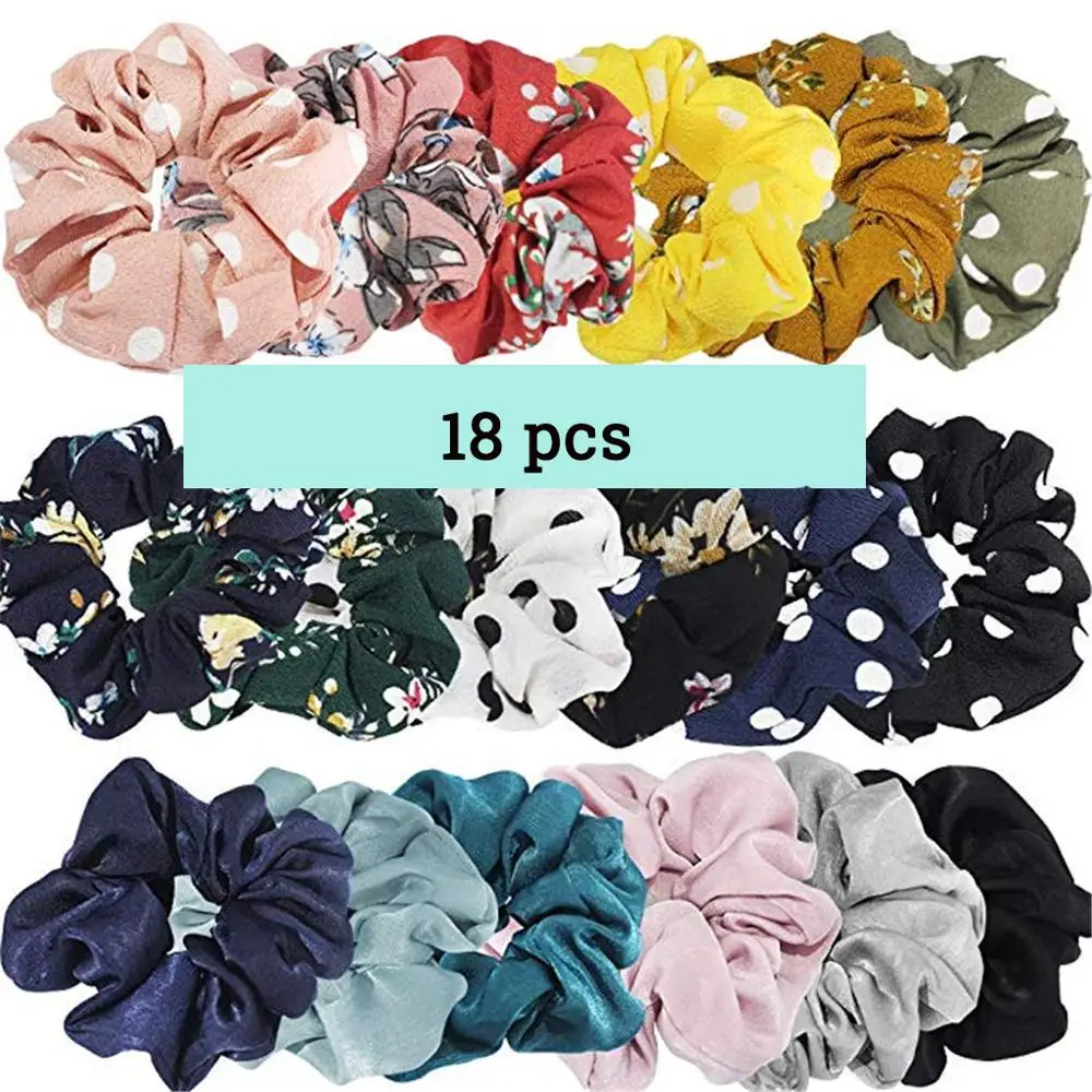 18pcs 28 шт., одноцветная шелковая атласная лента для волос Ligas Para Cabello Chouchou Cheveux Femme, инструменты для укладки волос, косички для волос - Цвет: 18pcs