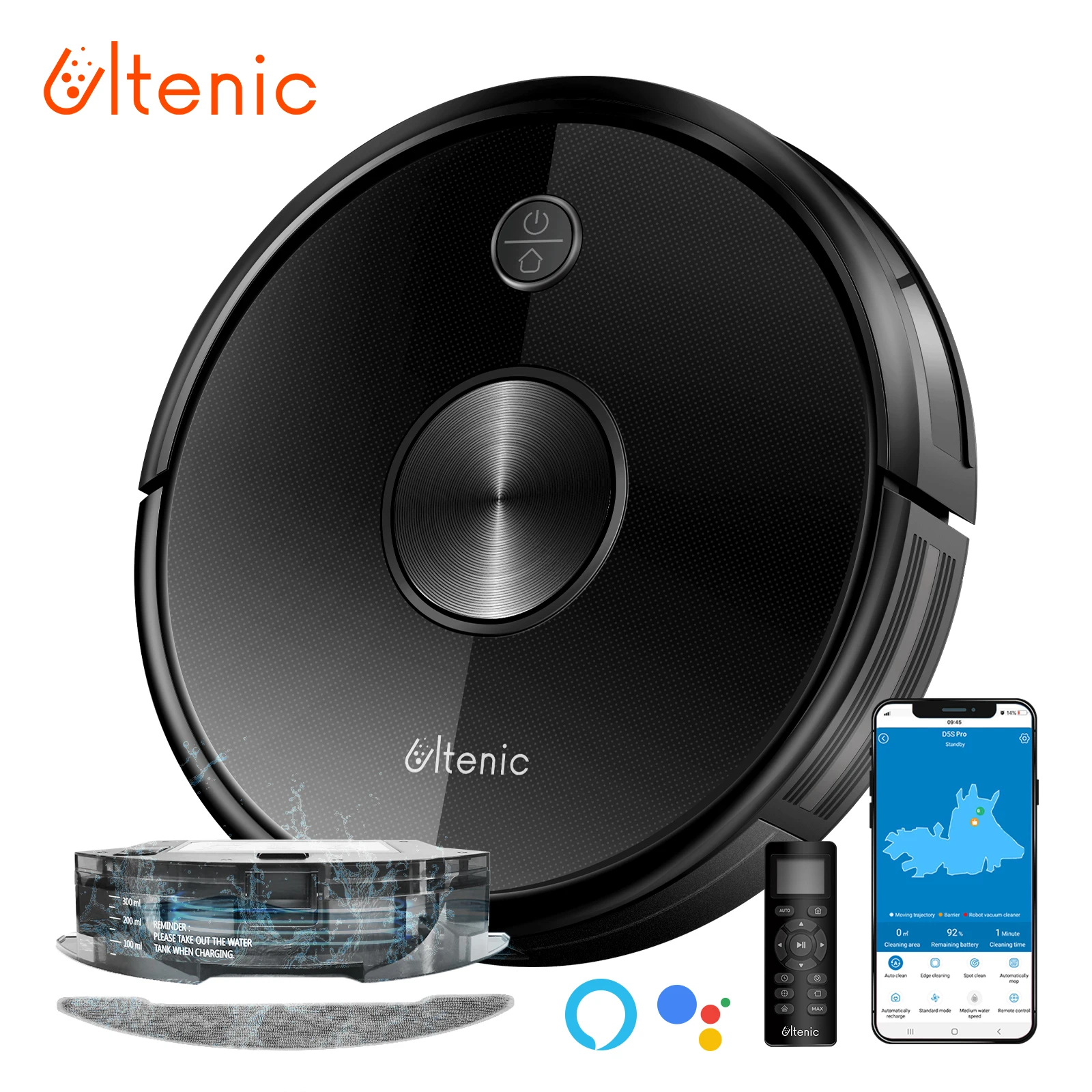 Робот пылесос Proscenic Ultenic D5 2200Pa Wi Fi Alexa App Control Big DustBox 2 в 1 супертонкий автоматический
