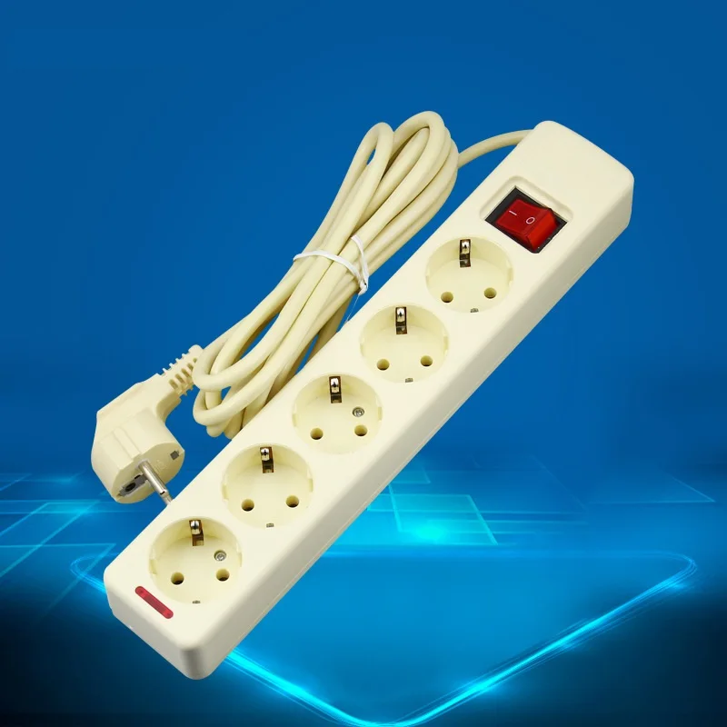 

Germany Standard Power Strip 3 5 6 Outlets European Style PP ABS Material 16A 250V 3 Core 0.75 ㎡ Wire 3M Long Power Strip Bar