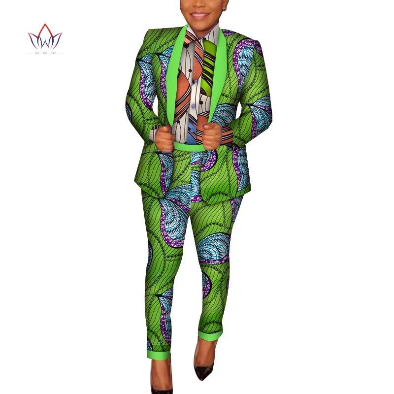 Women 3 Pieces Sets Africn Ankara Print Shirt and Jacket and Pants Bazin Riche Casual Coat Sets Women African Clothing WY4098