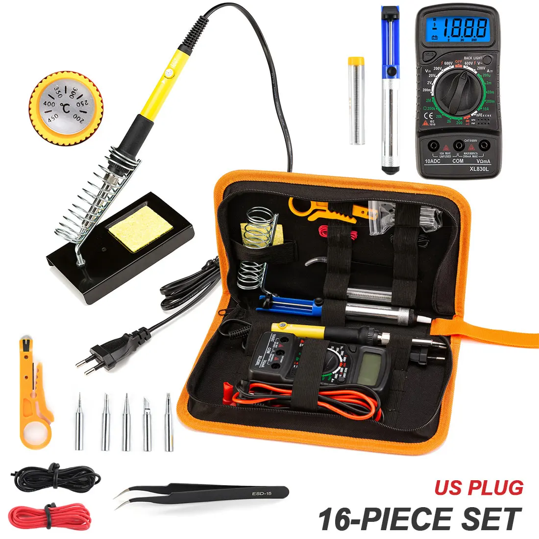

Welding Tool Kits Soldering Iron With Digital Multimeter Kit Adjustable Temperature Auto Ranging AC/ DC Tester