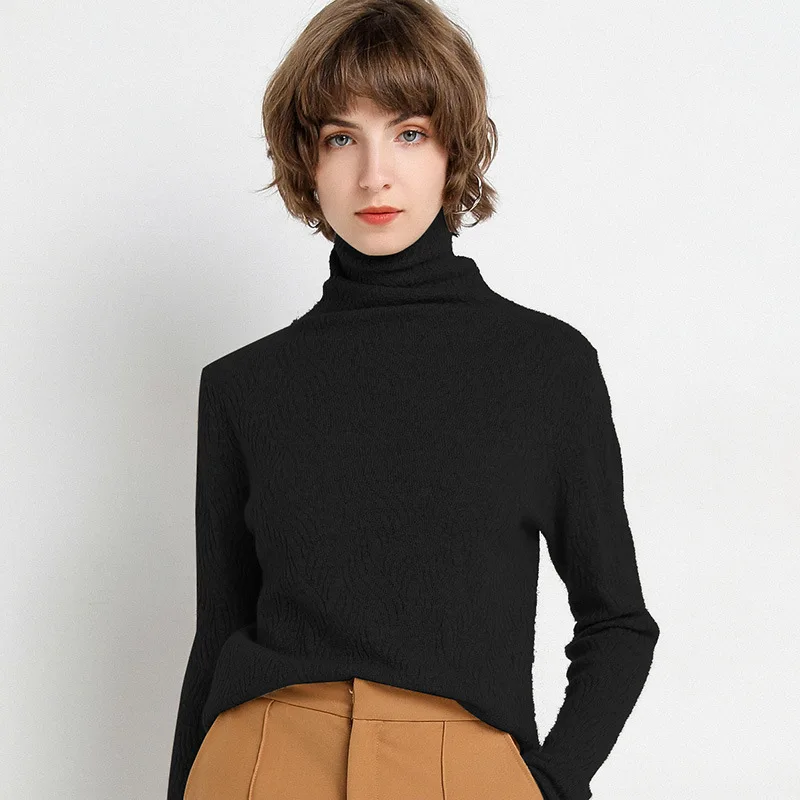 

2020 Autumn/winter New Pile Collar Temperament Commuter Korean Fashion Knitted Pullover Sweater Slim Slimming Bottoming Shirt