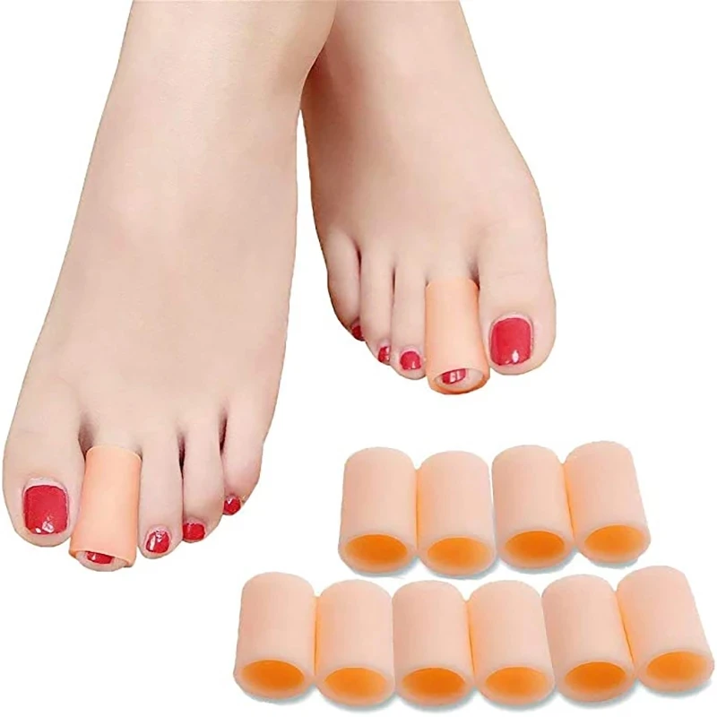 

10pcs Silicone Toe Tube Corn Blisters Callus Care Relief Pain Protector Gel Finger Toe Cover Bunion Hammer Toe Correction Brace