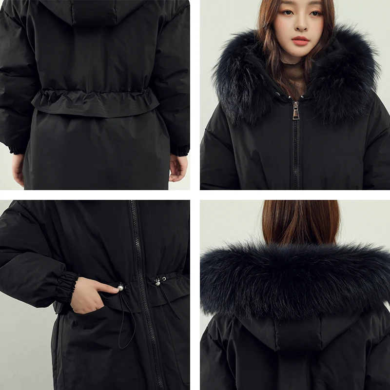 Женская длинная куртка с капюшоном свободная однотонная парка большими