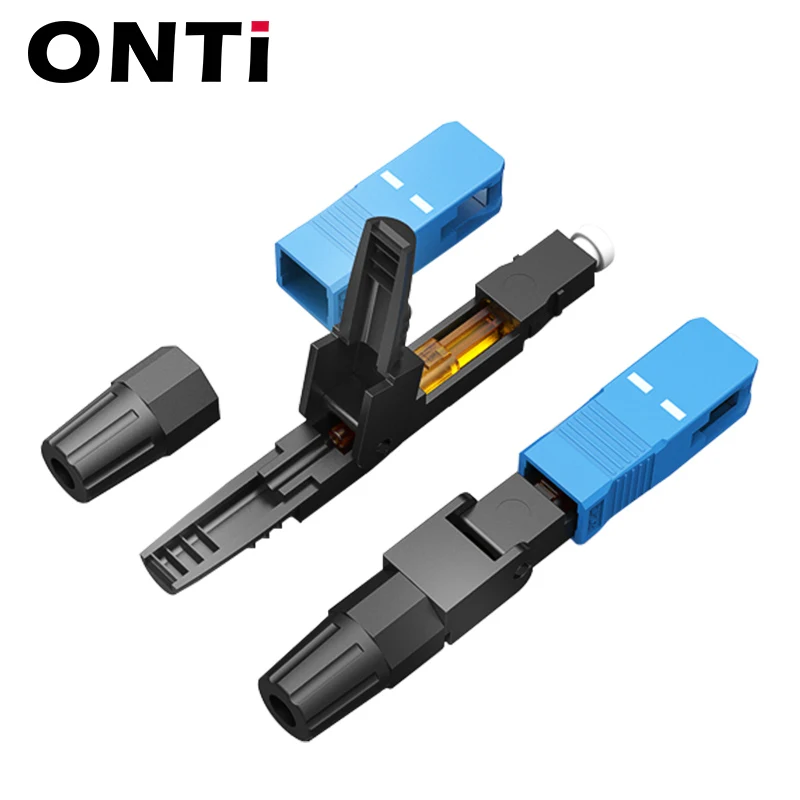 ONTi 200 шт. встроенный SC UPC волоконно-оптический Быстрый разъем FTTH одномодовый волоконно-оптический SC быстрый разъем SC адаптер полевой сборки