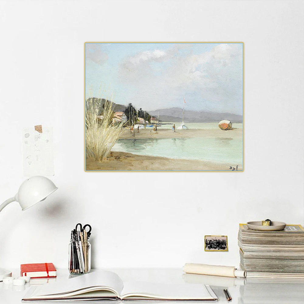 

Citon Marcel Dyf The Bay Landscape Seaside pier scenery Canvas Art Oil Painting Artwork Picture Wall Decor Home Decoration