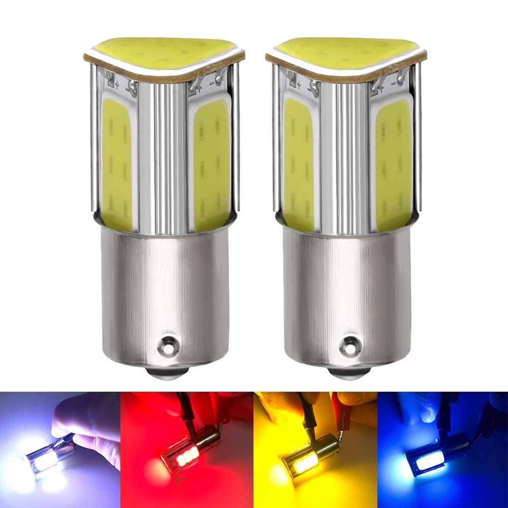 2Pcs 1156 LED P21W BA15S 4 COB Car Turn Signal Light Tail Brake Bulb 12V 1157 BAY15D P21/5W Auto Parking Backup Reverse 12v | Автомобили и
