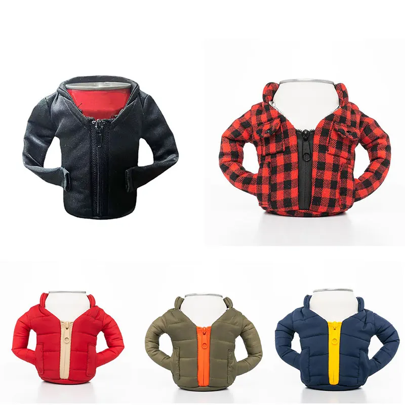 

Creative Cola Bottle Insulation Cover Zipper Jacket Shape Creative Keeping Cool Beer Beverage Can Holder Party Funny Gifts