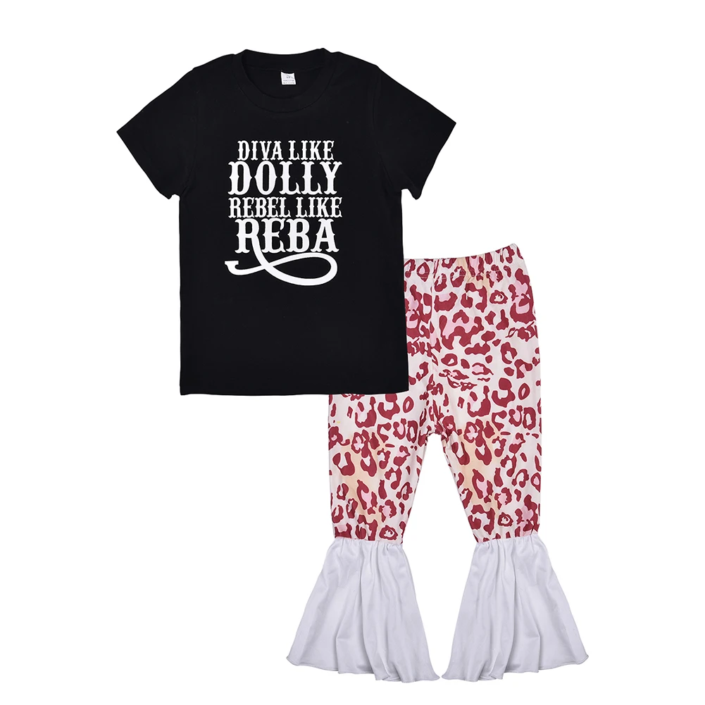 Комплект детской одежды из 2 предметов для девочек топ с коротким рукавом и брюки