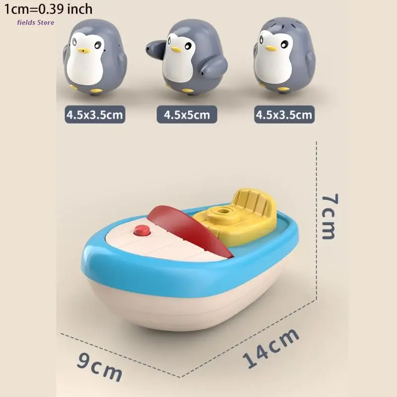 

Bath Water Squirt Toy Cartoon Penguin Interactive Bathing Water Sprinkler Toy with Electric Penguin Boat Baby Playset