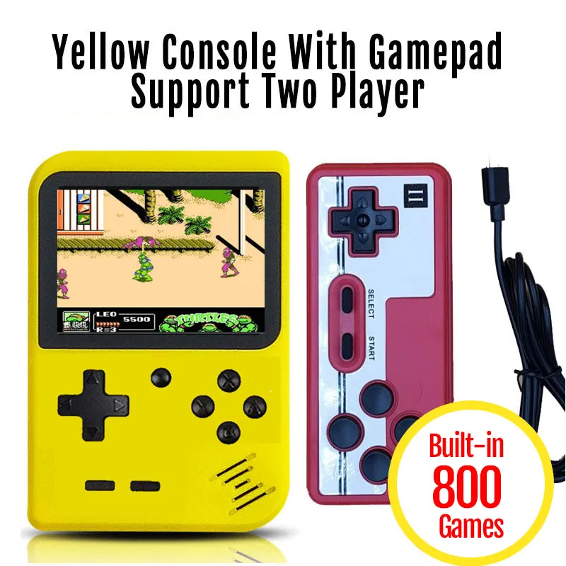 Yellow add Gamepad 800 в 1 Ретро видео игровая консоль портативная игра портативная Карманная игровая консоль мини портативный плеер для детей подарок - Цвет: Yellow add Gamepad