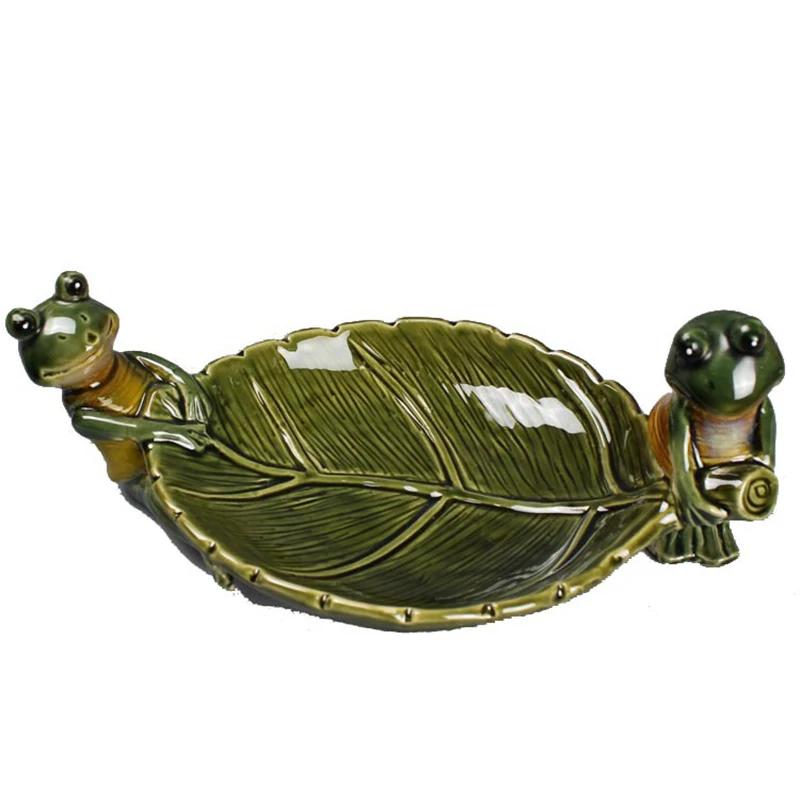 

Funny Porcelain Frog Figurine Soap Dish Decorative Ceramic Leaf Soap Box Gift Craft Ornament Bathroom Supplies