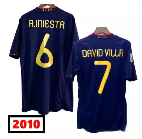 

2010 Retro soccer jerseys away A.INIESTA DAVID VILLA TORRES football shirts in stock