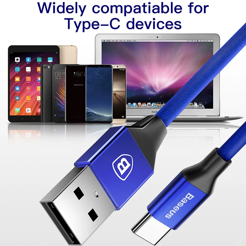 Baseus usb type C кабель 3A Быстрая зарядка зарядное устройство type-c USB-C кабель для samsung S10 S9 Xiaomi Mi 9 8 Oneplus 6t 6 5t USB C провод