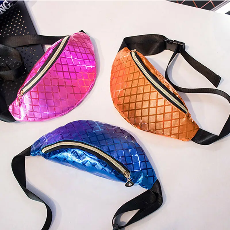 Модные женские поясные сумки из ПВХ однотонные дамские блестящие поясная сумка