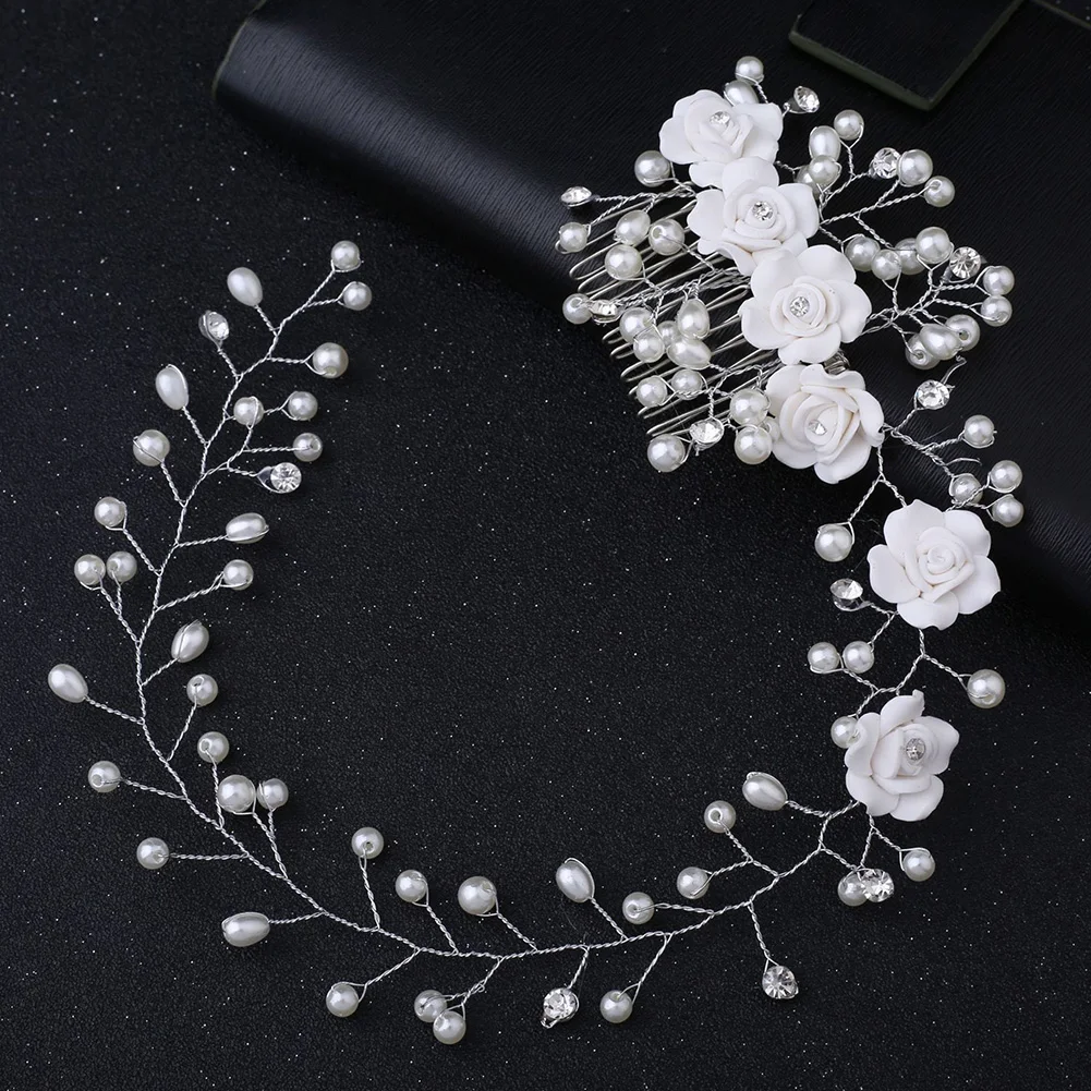 Элегантный женский жемчужный гребень ручной работы с цветами заколка для волос