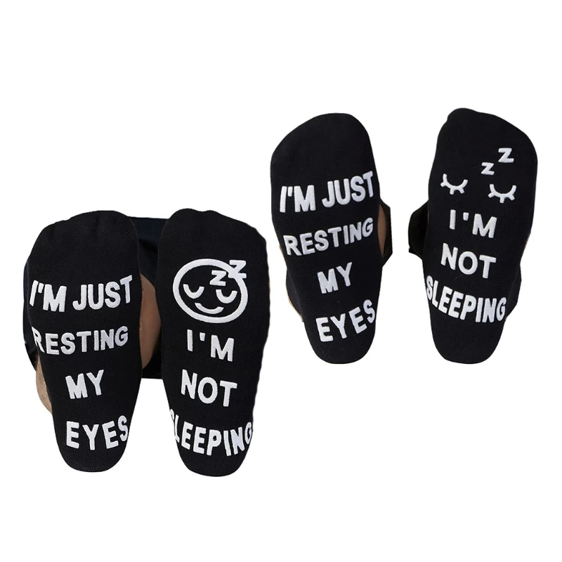 

Unisex Novelty Funny Saying Ankle Socks I Am Not Sleeping Just Resting My Eyes Letters Crew Hosiery Birthday Gifts