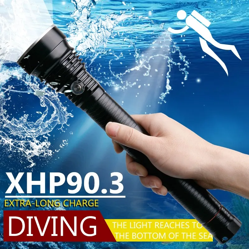 저렴한 XHP90.3 다이빙 손전등 Led 토치 라이트 충전식 Xhp70 다이빙 200m 수중 작업 램프 IP68 전문 방수 랜턴, 조명, 라이트닝, 밝은, 워터푸르프, 대용량, 물에서 쓸 수 있는