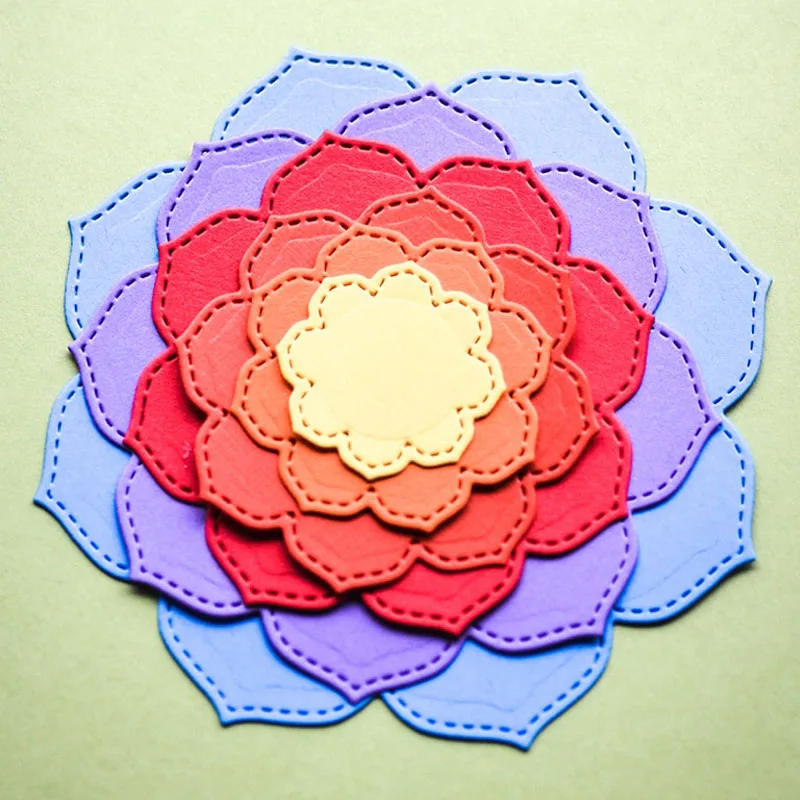 Яркие цветение сшитые Слои набор геометрической формы металлический