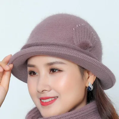 cap Leather Purple Зимняя шапка и шарф, комплект для женщин, теплая Толстая шляпа, шарф, набор, броская Лыжная вязаная шапочка для девочек, уличная Лыжная Шапочка - Цвет: cap Leather Purple