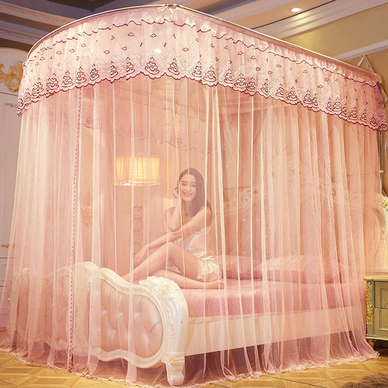 

Mosquito Net U Shaped Encryption Thickened Grain Princess Bed Canopy Girls Canopy Bed Curtains Klamboe Tent Net Mosquito ED50MN