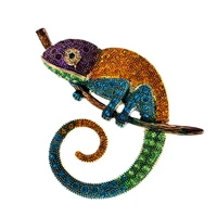 blucome fashion colorful lizard brooch rhinestone animal pins for women men coat suit bag hijab laple pins badage new year gift