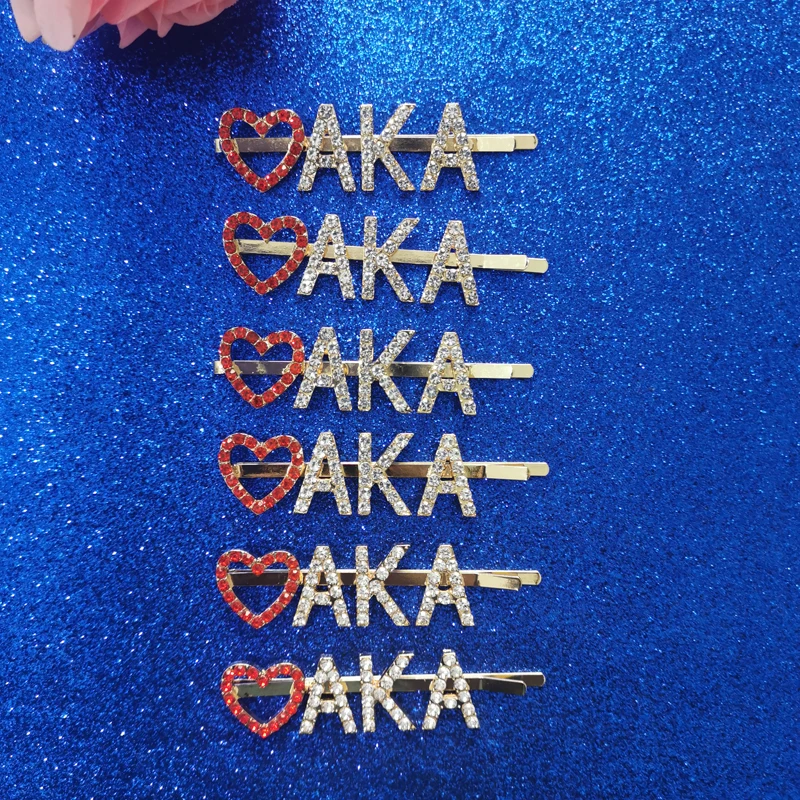 2020 новый дизайн индивидуальные греческие буквы AKA заколки для волос золотого