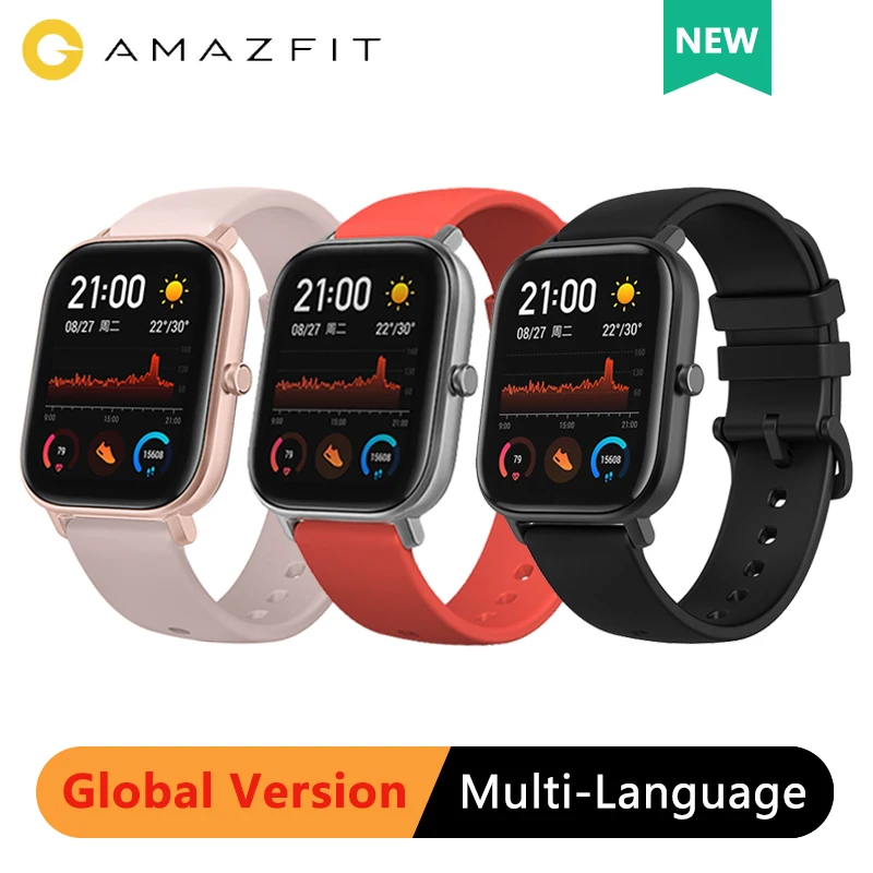 Оригинальные Смарт часы Amazfit GTS AMOLED спортивные для бега браслет с пульсом 5 АТМ GPS