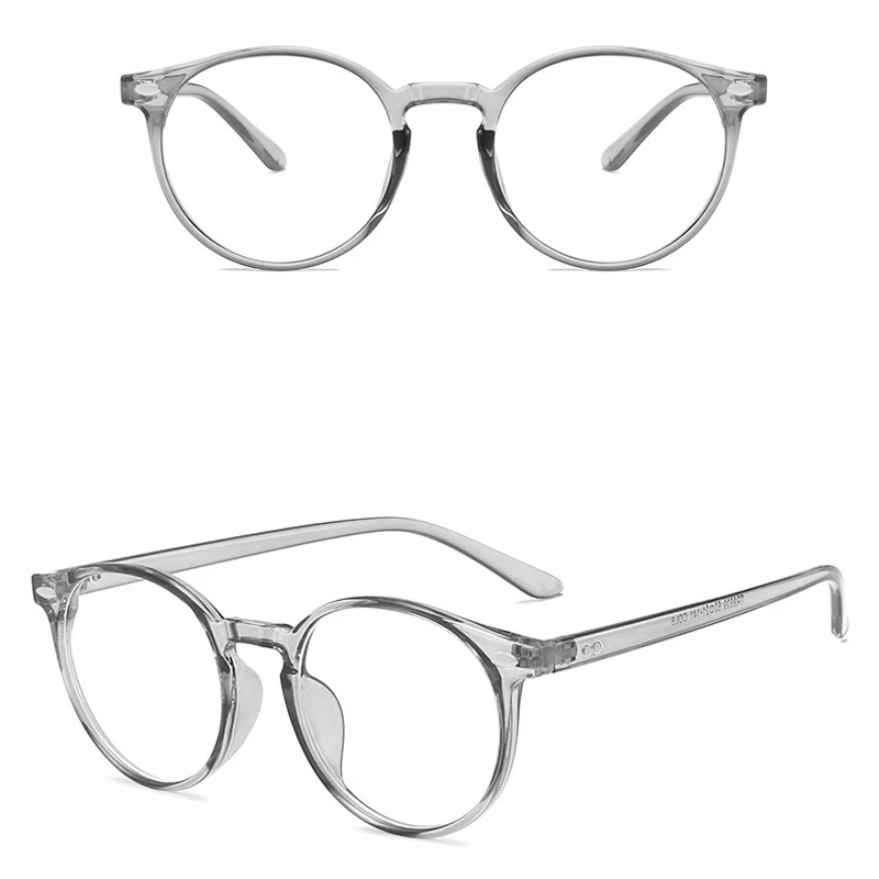 

seemfly Fashion Anti Blue Light Glasses Frame TR90 Ultra Light Flat Lens Round Frame Clear Lens New Computer Spectacles