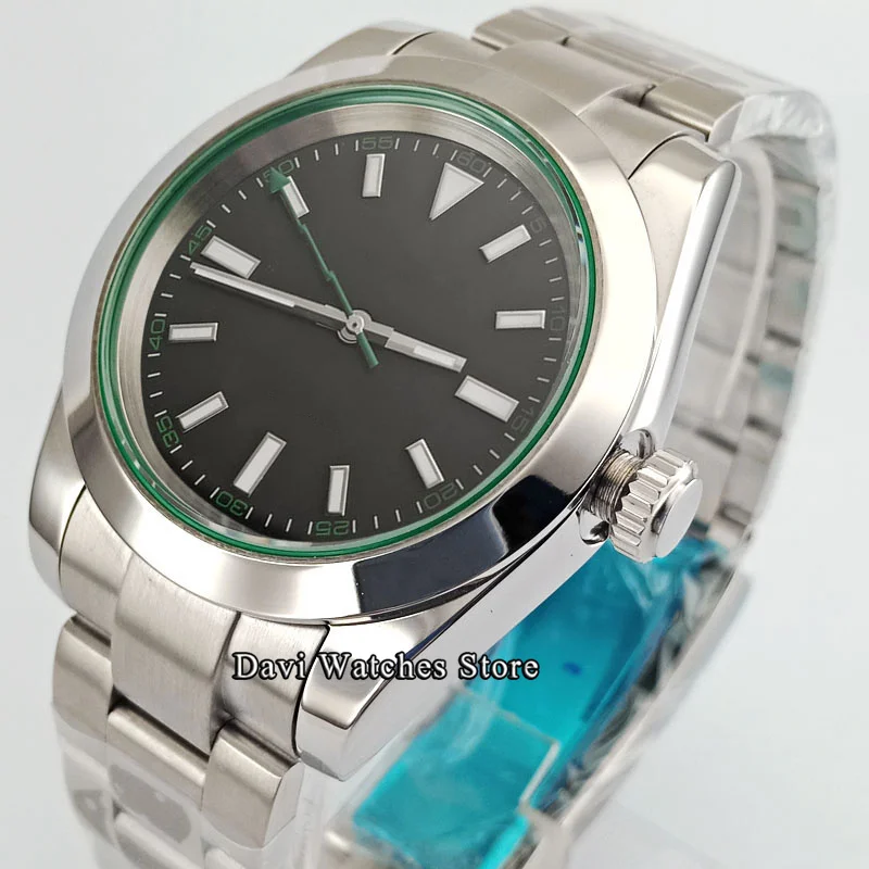 36mm/40mm Sterile Mens Watches Black Dial Green Glass Gasket Japan NH35 Automatic Mechanical Movement Male Wristwatch