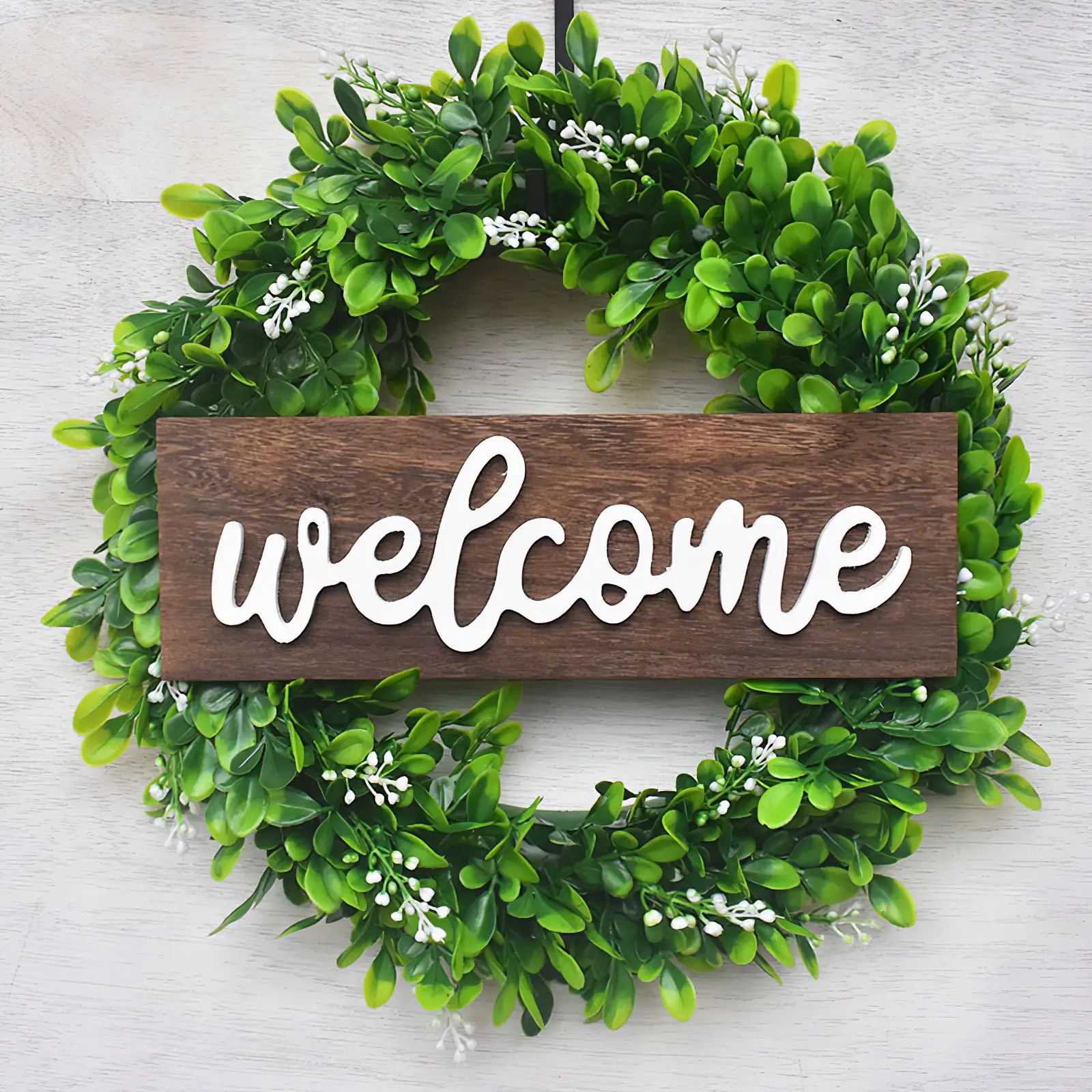 Искусственный венок искусственный из коробки круглые зеленые листья зеленая