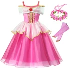 Вечерние платья принцессы для девочек; Карнавальный костюм Спящей красавицы; Детские розовые платья на Хэллоуин с блестками; Детская нарядная одежда
