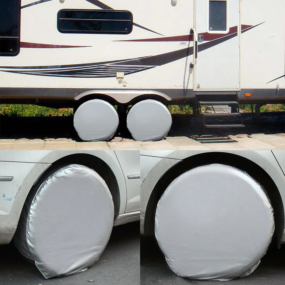 

Car Tire Protectors cover RV Wheel Motorhome Wheel Covers Sun Protector Waterproof Aluminum Film, Fits 27-29 Inch Tire Diameters