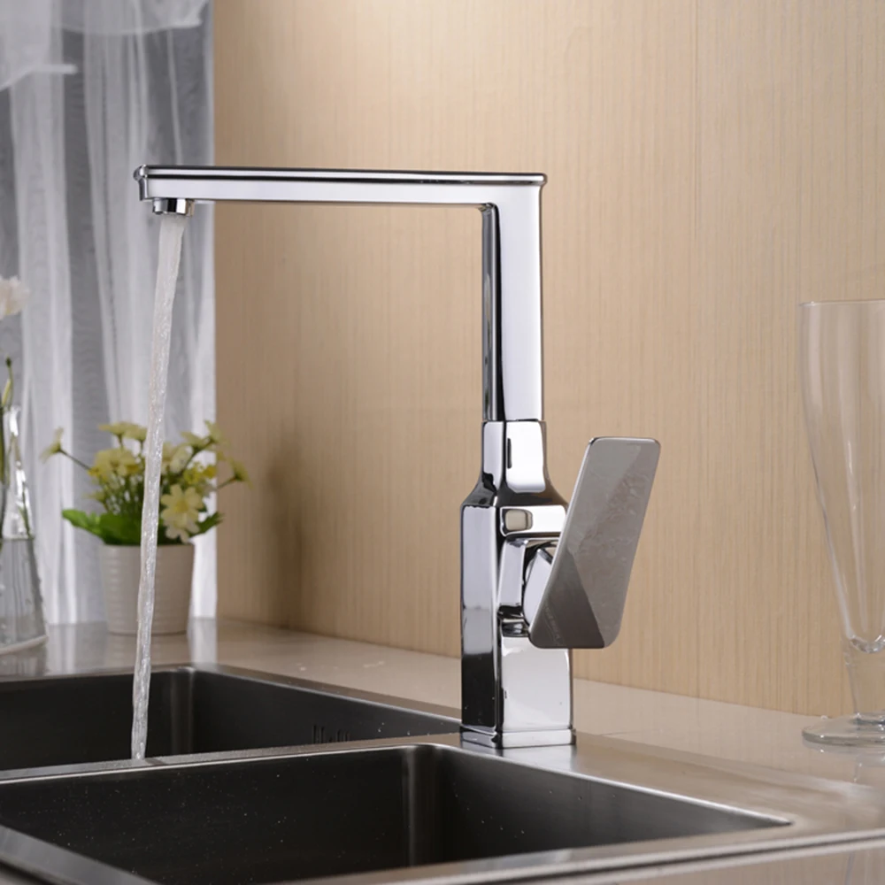 Вращающийся смеситель для кухни кран из чистой бронзы горячей и холодной воды