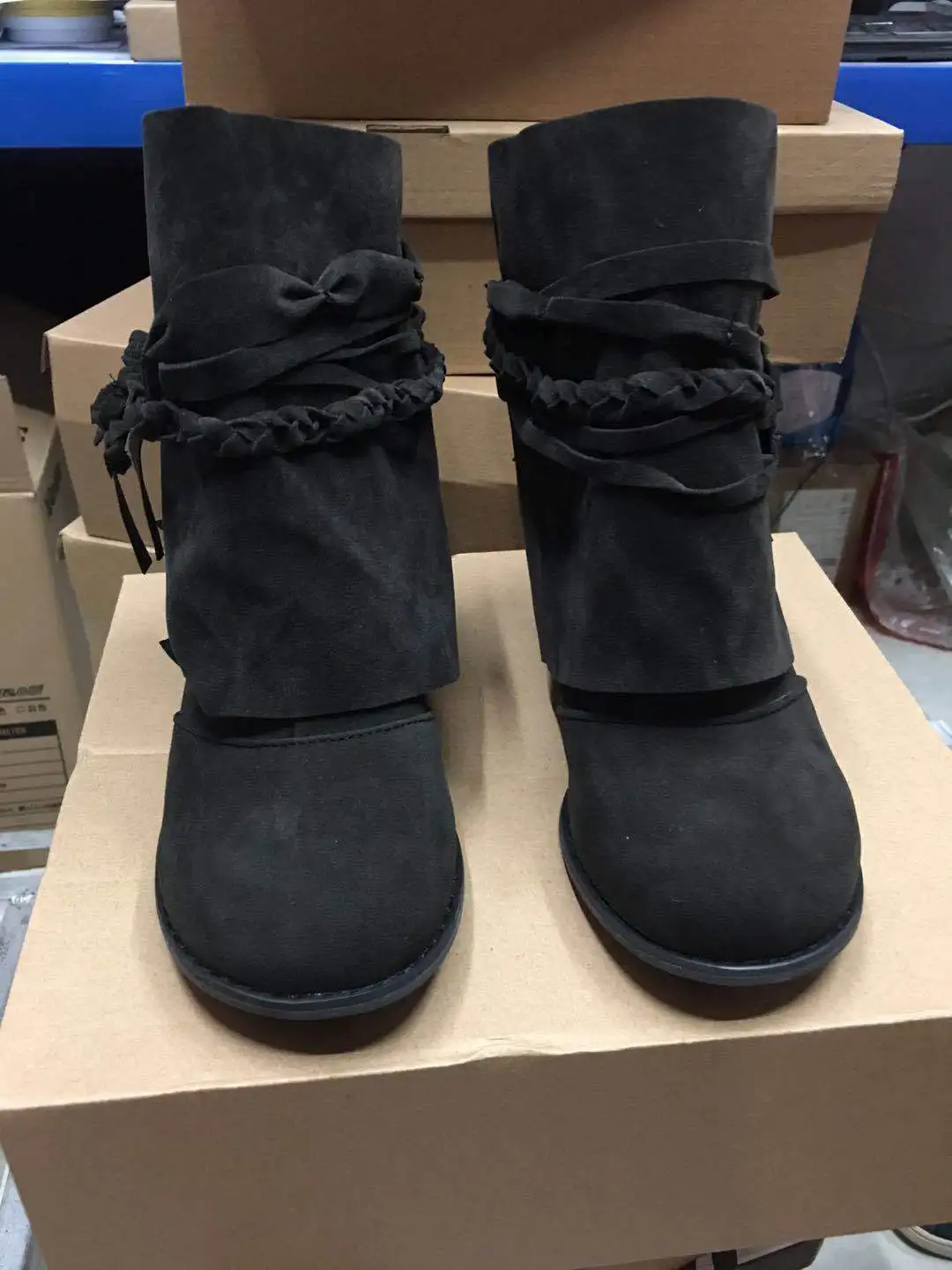 

Wind 19 winter fashion high heel 40-43 round head back zipper low boot