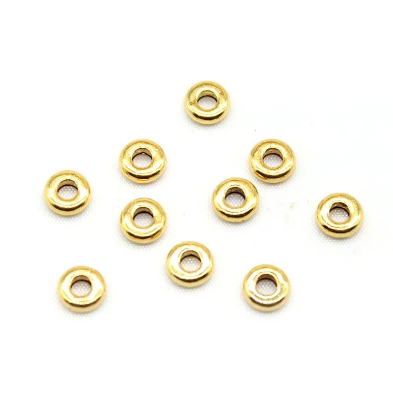 

10pcs/lot 2.5mmx6.5mm Silver Gold Tone Round Flat Metal Alloy Spacer Beads Loose Beads for Jewelry Making DIY Bracelet Findings