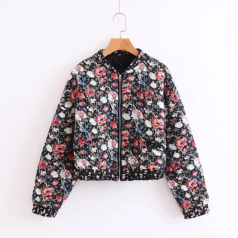 Женская Базовая куртка с длинным рукавом и цветочным принтом на весну 2019|Женские