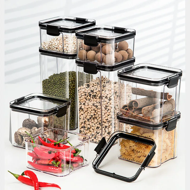 

700/1300/1800ML Kitchen Transparent Multigrain Storage Box Refrigerator Food Containers with Lid Sealed Cans Fresh Box Organizer