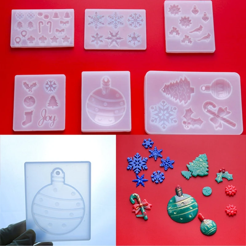 

Resin Crystal Epoxy Mold Ball Snowflake Cane Letter Socks Tags Casting Silicone Mould DIY Crafts Jewelry Pendant Making W0YA