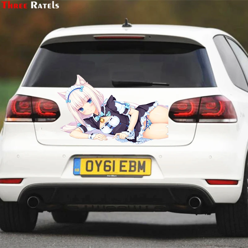 Наклейка для кузова автомобиля Three Ratels FC606 с изображением милой кошки девушки