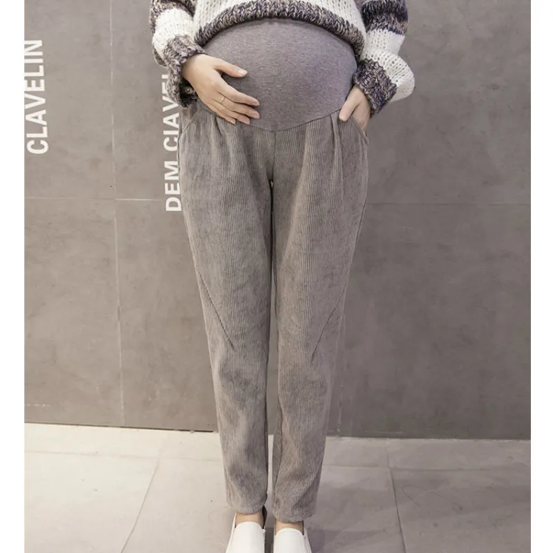 Брюки для беременных женщин зимние вельветовые брюки Бархатные Теплые