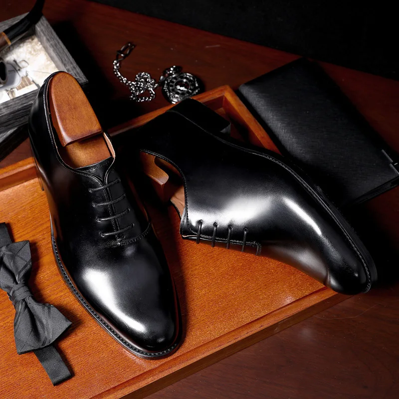 

Mens Dress Shoes Formal Business Lace-up Full Grain Leather Minimalist Shoes for Men