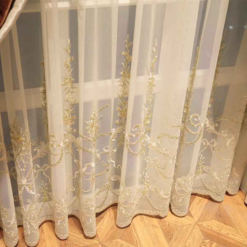 

European Luxury Chenille Living Room Curtains Study Bedroom Minimalist Modern Upscale Thick Blackout Curtains Embroidery Yarn